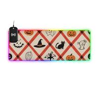 Halloween: Orange Pumpkin Black Cat Wirel Charging Glowing Gaming Mouse pad Big desk 89,9 x 40,6 cm Tappetino per mouse