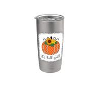 Halloween Orange Pumpkin Buffalo plaid It's Fall Y'all donne Bicchiere termico in acciaio inox doppia parete