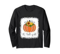 Halloween Orange Pumpkin Buffalo Plaid It's Fall Y'All Donne Maglia a Manica