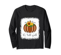 Halloween Orange Pumpkin Buffalo Plaid It's Fall Y'All Donne Maglia a Manica