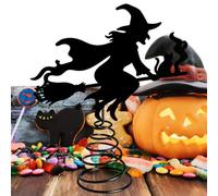 Halloween Ornaments - Festival Black Iron Witch Ornaments with Led Lights
