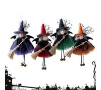 Halloween Ornaments for Small, Tree 4 Pieces Holding Broom Figurine