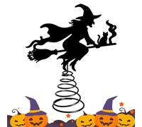 Halloween Ornaments - For Tree Black Iron Witch Ornaments With LED Lights | Halloween Decorations - For Party Home Office Bar Haunted House Room Treetop Fireplace Fall Ringraziamento