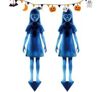 Halloween Outdoor Decor, 2 Pieces Ghost Garden Stakes to Yard Display, 15.75x4.53 Inches Spooky Sign Set for Lawn, Driveway, Patio, Party Backdrop, Haunted House, Photo Booth, Entrance