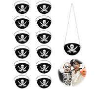 Halloween Pacchi Benda per Occhi Pirata, toppe in feltro per occhi da pirata, 10 Benda sull'occhio con Teschio Regolabile, toppe per occhi di capitano scheletro, per Halloween, maschere in maschera