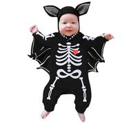 Halloween Pagliaccetto Neonato Unisex Tutina Pagliacetto Bambino Neonata Completo di Forma Pipistrello Costume Zucca Bimbo Stampa Fantasma Body Felpa con Cappuccio
