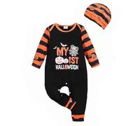 Halloween Pagliaccetto Neonato Unisex Tutina Pagliacetto Bambino Neonata Divertente Pipistrello con Cappuccio Set Costume Zucca Completini Bimbo da Scheletro Il Mio Primo Vestito di