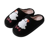 HALLOWEEN - Pantofole a forma di zucca e pipistrello, in memory foam, unisex, per interni ed esterni, regalo festivo per donne e uomini, alla moda, con punta chiusa, Ghost2 Nero, 37 EU