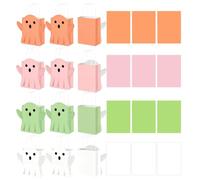 Halloween Paper Bags | 12 Pieces Portable Reusable Paper Ghost Tote | With