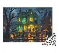 Halloween Parade 1000 Pezzi Puzzle Riciclato Haunted House Puzzle per Persone Anziane Accessori per Gioco di Puzzle for Family And Friends Birthdays Great Gift 70x50cm/1000pcs