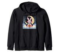 Halloween Pasqua Bunny Divertente Notte Luna Zucca Costume Divertente Felpa con Cappuccio
