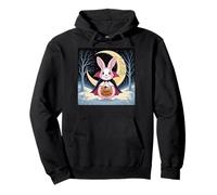 Halloween Pasqua Bunny Divertente Notte Luna Zucca Costume Divertente Felpa con Cappuccio