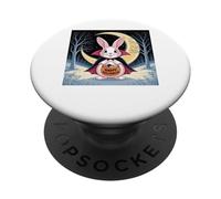 Halloween Pasqua Bunny divertente notte luna zucca costume divertente PopSockets PopGrip Adesivo