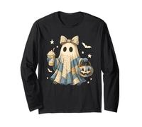 Halloween Patchwork Ghost Coquette Boo Shirt Cute Fall Women Maglia a Manica