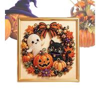 Halloween Pearl Art Diy Kit | Sparkling 3D Bead Cat Ghost Pumpkins Decor |