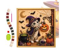 Halloween Pearl Painting Kit DIY 3D Cute Cat Pumpkin Wall Decoration