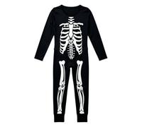 Halloween per bambini: tuta intera a maniche lunghe, tuta con scheletro con stampa ossa per i piedi per ragazzi e ragazze, perfetta per Halloween, feste e cosplay, Nero , 10-11 Jahre