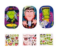 Halloween Personaggi Set 3 Divertente Viso Adesivi Vampiro,Strega & Frankenstein