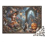 Halloween piccola stregaPuzzle 1000 Pezzi Cartone Spesso Allenamento Cognitivo Fortezza Lunlit Miglioramento Memoria Anziani, Tempo Libero, 70x50cm/1000pcs
