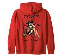 Halloween Pin Up Ragazza Vieni In Per Un Incantesimo Vintage Witch Felpa con Cappuccio