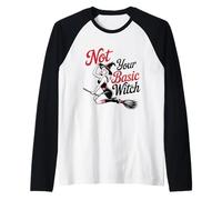 Halloween Pinup Girl Non la Tua Strega di Base Maglia con Maniche Raglan