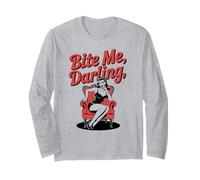 Halloween Pinup Ragazza Bite Me Darling Maglia a Manica