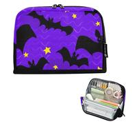 Halloween Pipistrelli neri viola Matite Pouch Zipper Pencil Case Big Pencil Storage Bag Cute Pen Pouch Girls Colored Kids Stationery Back to School Supply