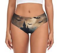 Halloween Pipistrelli Volanti 3 Stampa Donne Biancheria Intima Funzionalità Copertura Completa Mutandine Stretch Casual Uso quotidiano, Nero , XL