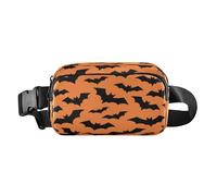 Halloween pipistrello nero e arancione alla moda cerniera Fanny Pack Sling Bag per le donne d'affari Resistente all'acqua con cinghia regolabile per viaggi vacanze cintura da corsa para mujer