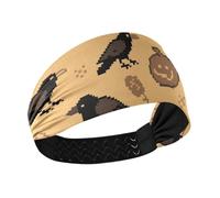 Halloween Pixel Black Crow Cat no slip donna fascia elastica testa per le donne per il tennis Yoga Ciclismo Yoga
