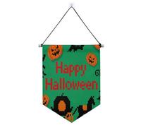 Halloween Pixel Zucca banner gancio per parete con asta telescopica cantiere banner decorazione esterna per ufficio, scuola, aula, dormitorio, casa