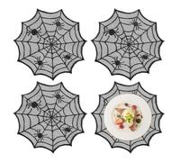 Halloween Placemat Decor 4 Pieces Spider Web Lace Insulation Pad