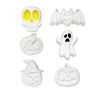 Halloween Plaster Kit, Unpainted Craft Figures, 10.04x8.27x2.56 inches Pumpkin Ghost Bat Shapes, Includes Brush Palette, Artistic Set, for Kids, Adults, Party, Holiday, Fun Crafts Activity Use