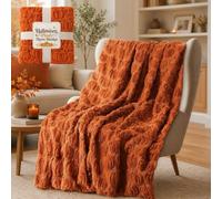 Halloween Plush Throw Blanket Soft 3D Ghost Faux Fur Throw for Couch Bed | Non-Shedding Flannel Fleece Microfiber Throw All Season Cozy Decor for Holiday Home Decor Gift(Orange,59.1x78.7in)