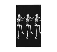 Halloween Posable Skeleton Skull Print Outdoor Decorative Flag Display Tutte le stagioni Modello su un solo lato cortile Portico Patio