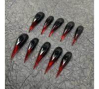 Halloween Press Claw on Nails Long Stiletto Black Red Gradient Gothic Style Witch Vampire Press on Nails Reusable Thick Acrylic Cat Dragon Eagle Claw False Nail Glossy Glue on Nail (S)