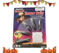 Halloween Press on Nails, 10 pezzi Spooky Gothic Long Fake Nail Set for Costume Parties, Masquerade, Vampire Role Play, Stage Performance, Holiday Dress-Up e Halloween Night Out
