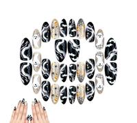 Halloween Press On Nails - 30 Piece 3D Ghost Manicure | Reusable Tips