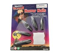 Halloween Press On Nails, Spooky Gothic Fake Nail, Long Reusable Fingertips, 10 Pieces with Adhesive, Vampire Role Play Kit for Masquerade, Stage Performance, Dress Up Party, Red, White, Black