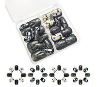 Halloween Press Su Unghie Quadrate Finte Unghie Acriliche Spider Web False Stick Su Copertura Completa Bastone Falso Chiodo