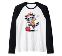 Halloween Procione Dabbing Giocatore di Dodgeball Maglia con Maniche Raglan