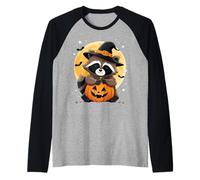 Halloween Procione Strega Cappello Zucca spettrale Maglia con Maniche Raglan