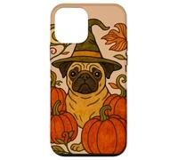 Halloween Pug Witch con zucche Autunno amanti dei cani Custodia per iPhone 12 mini