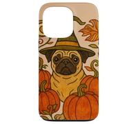 Halloween Pug Witch con zucche Autunno amanti dei cani Custodia per iPhone 13 Pro