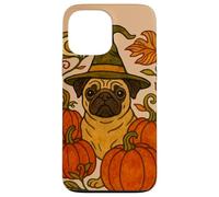 Halloween Pug Witch con zucche Autunno amanti dei cani Custodia per iPhone 13 Pro Max