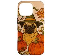 Halloween Pug Witch con zucche Autunno amanti dei cani Custodia per iPhone 16 Pro