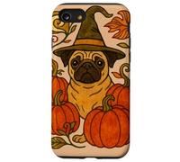 Halloween Pug Witch con zucche Autunno amanti dei cani Custodia per iPhone SE (2020) / 7/8