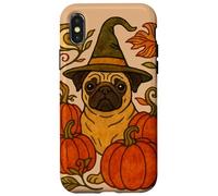 Halloween Pug Witch con zucche Autunno amanti dei cani Custodia per iPhone X/XS