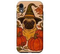 Halloween Pug Witch con zucche Autunno amanti dei cani Custodia per iPhone XR
