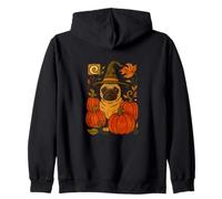 Halloween Pug Witch con zucche Autunno Amanti dei Cani Felpa con Cappuccio